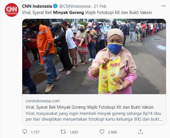 viral syarat beli minyak goreng wajib fotkopi KK dan Bukti Vaksin