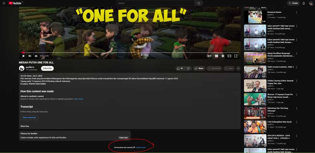 video trailer film merah putih for all komentarnya ditutup