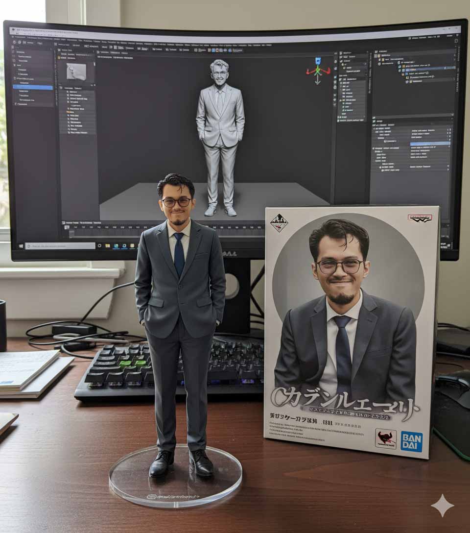 gambar ai miniatur mainan di desktop