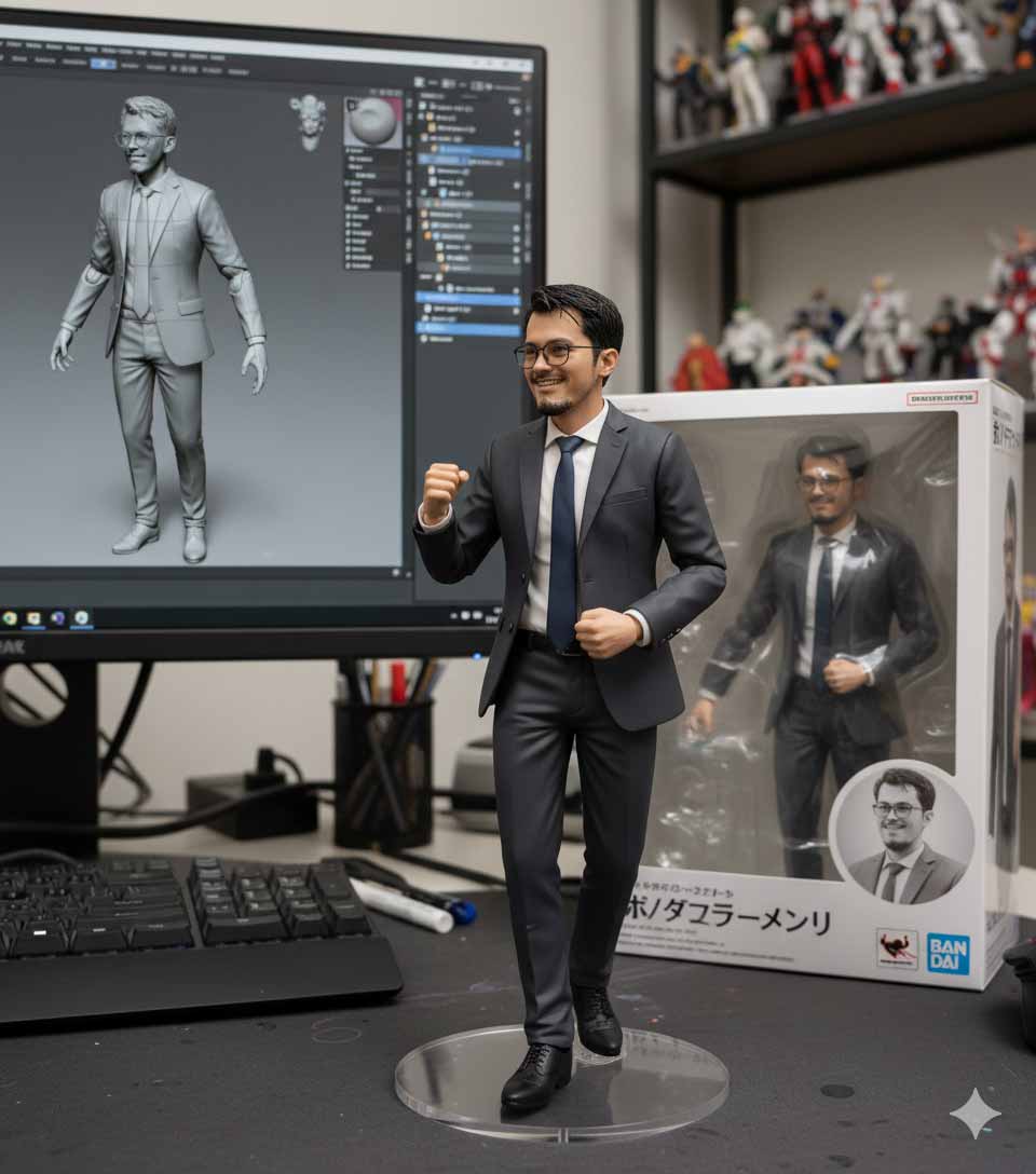 gambar ai miniatur mainan di desktop